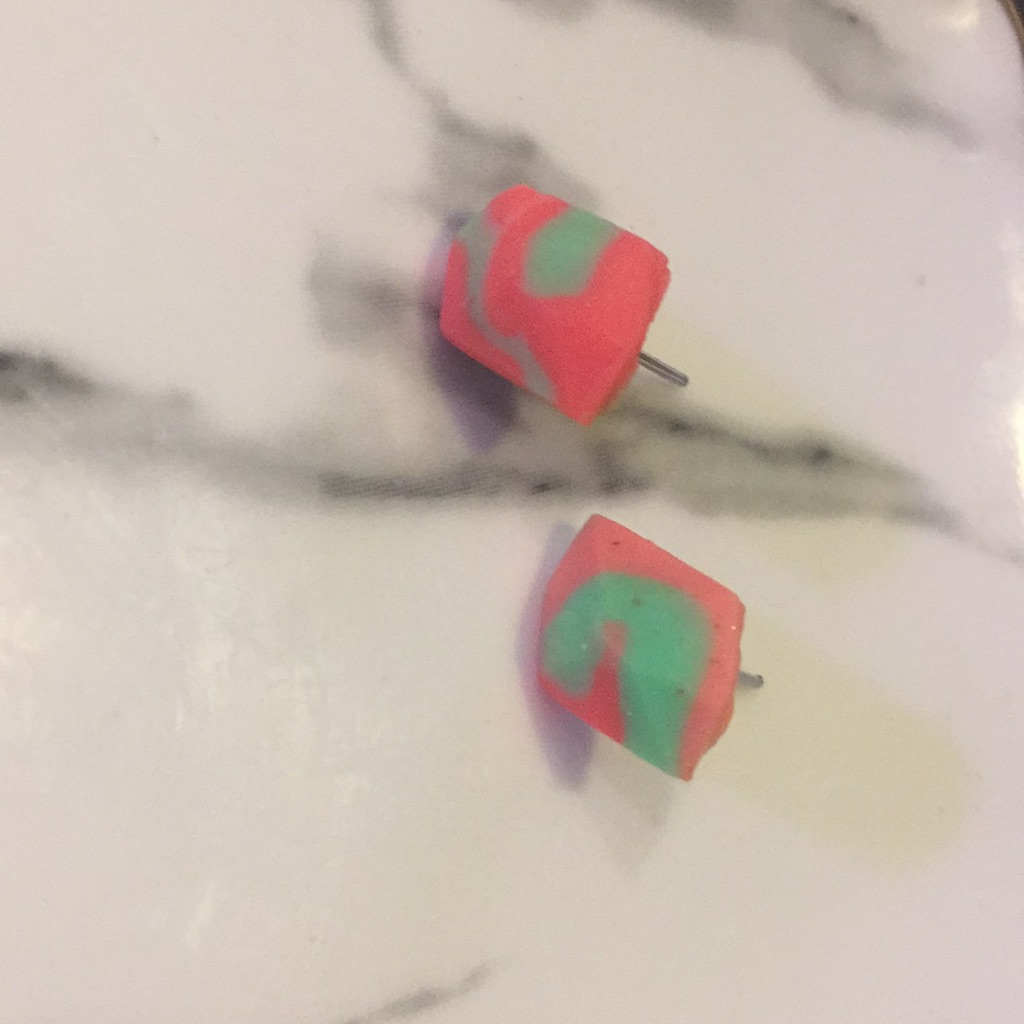 Handmade Polymer Clay Earrings - Diamond